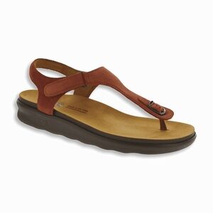SAS Women's Suede Thong Slingback Sandal in Rust Brown